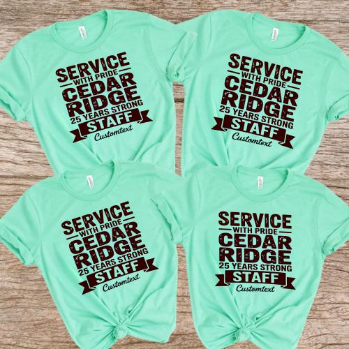Service With Pride Cedar Ridge 25 Years Strong Staff Shirt Custom Photography Retro Teacher Tee