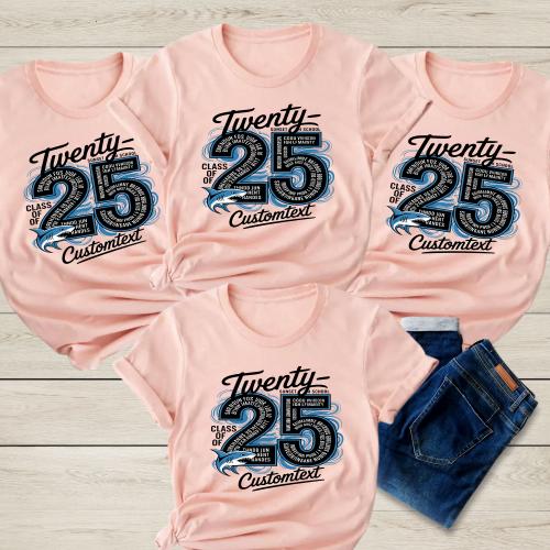 Shark Mascot Senior Class Of 2025 Shirt – Personalized Graduation Tee