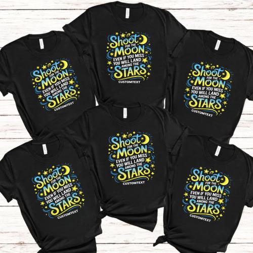 Shoot for the Moon Stars Motivational Custom Trip Shirt - Dream Big Camp Style