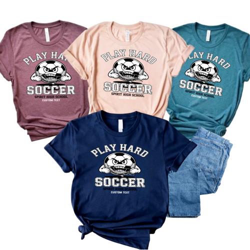 Soccer Club Sport Team T-shirt – Spirit High Varsity Distressed Play Hard Design