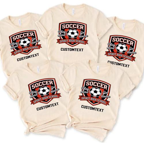 Soccer Club Sport Team T-shirt – Varsity Shield Logo Play Hard Spirit Tee