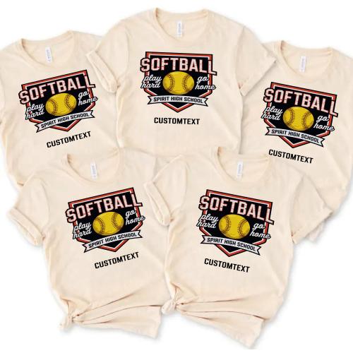 Softball Sport Team Shield Shirt – Custom Varsity Play Hard Mascot Tee