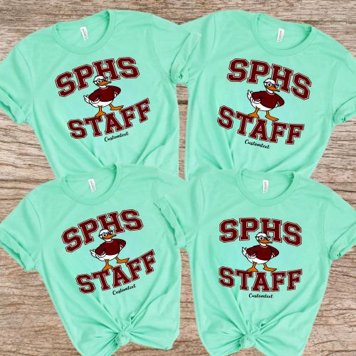 SPHS Staff Vintage Duck Mascot Shirt Custom Text Retro Fun Photography Teacher Tee