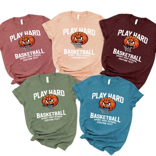 Spirit High Basketball Club Sport Team T-shirt – Play Hard Distressed Varsity Tee