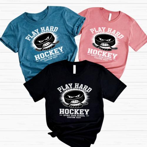 Spirit High Hockey Club Sport Team T-shirt – Play Hard Distressed Varsity Edition