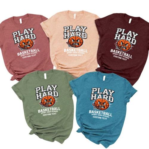 Spirit High “Play Hard” Basketball Tee – Distressed Varsity Look