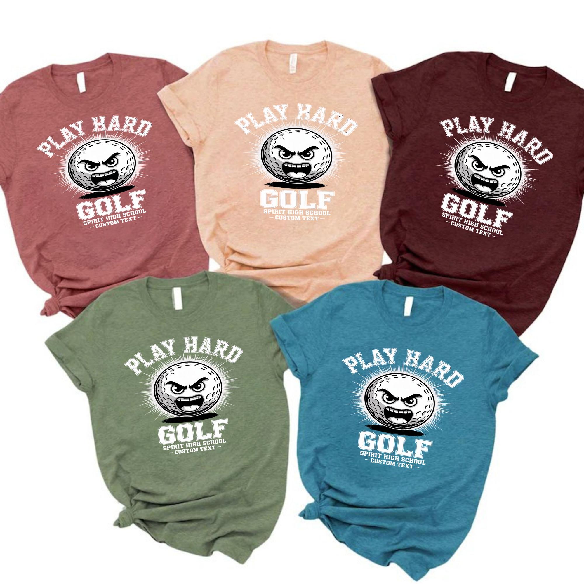 Spirit High “Play Hard” Golf Tee Distressed Varsity Look Sport Team Club T-Shirt spirit high play hard golf tee distressed varsity look sport team club t shirt style 4 thumb 88