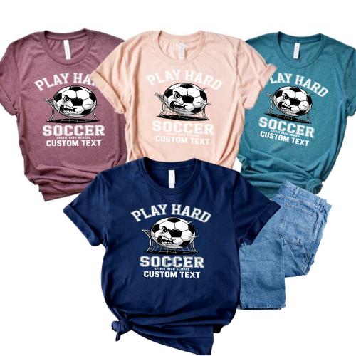 Spirit High “Play Hard” Soccer Tee – Distressed Varsity Look