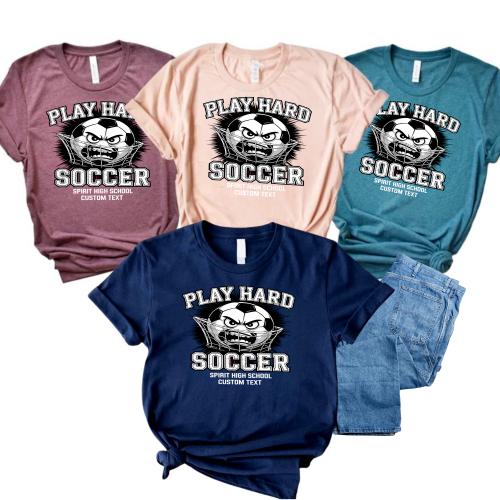 Spirit High Soccer Club Sport Team T-shirt – Play Hard Distressed Varsity Style