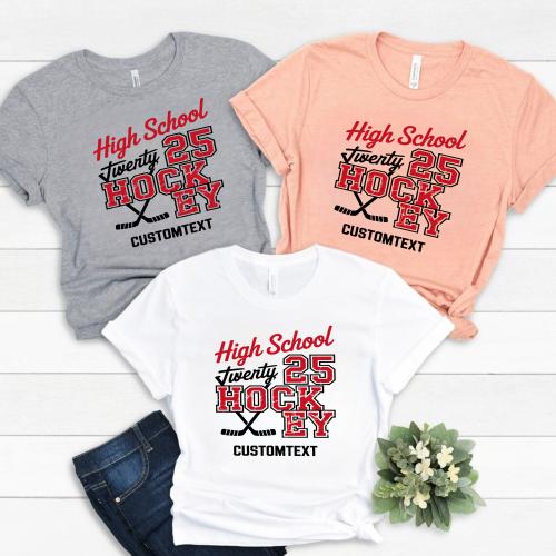 Split Text Varsity Hockey Club Sport Team T-shirt – 2025 Custom School Pride Tee