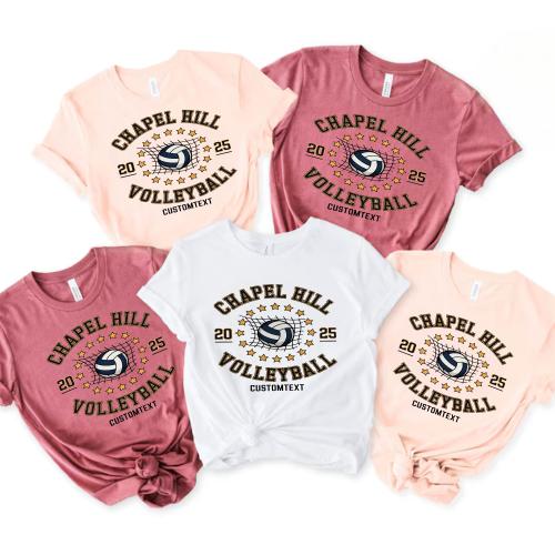 Stars Circle Volleyball Club Sport Team T-shirt – Retro Varsity Spirit Edition_