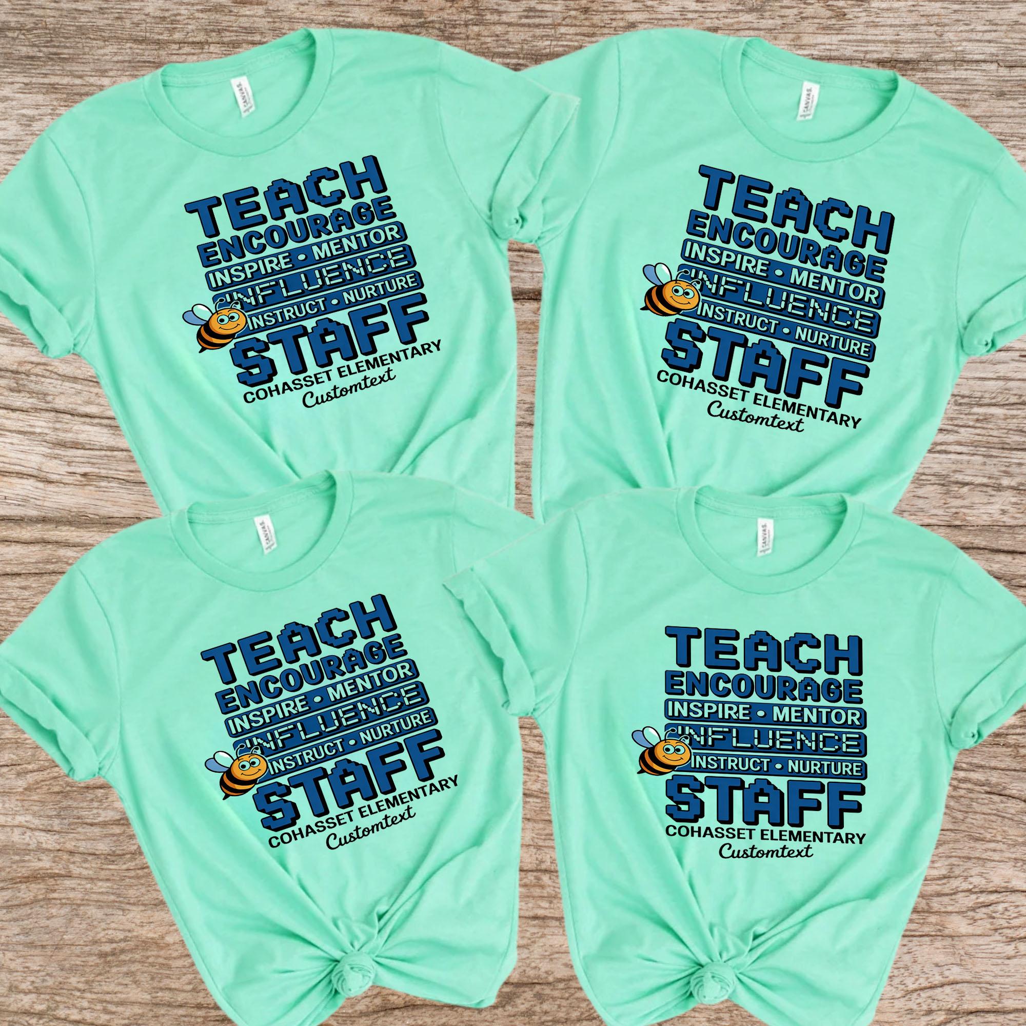 Teach Encourage Inspire Influence Staff Shirt – Custom Cute Teacher Bee Tee teach encourage inspire influence staff shirt custom cute teacher bee tee 2 style 2 thumb 687