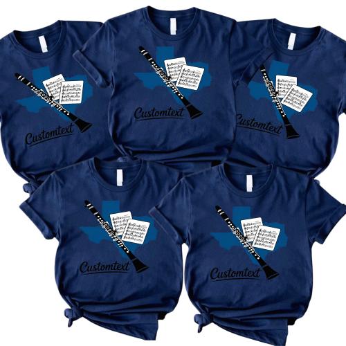Texas Clarinet Music Shirt – Marching Band Pride Club Strip Shirt Custom