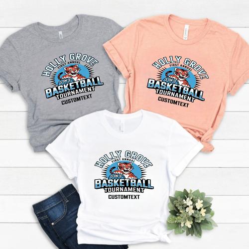 Tiger 3v3 Basketball Club Sport Team T-shirt – Custom Holly Grove Fun Edition