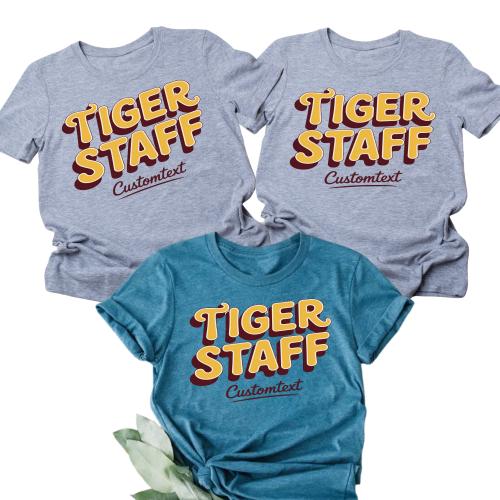 Tiger Staff Shirt Custom Text Vintage Retro Club Personalized Fun Animal Photography Tee