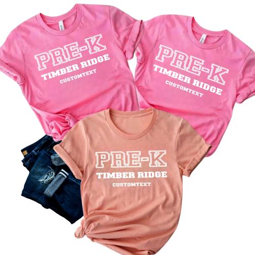 Timber Ridge Pre-K Shirt – Custom Varsity Style School Spirit Tee