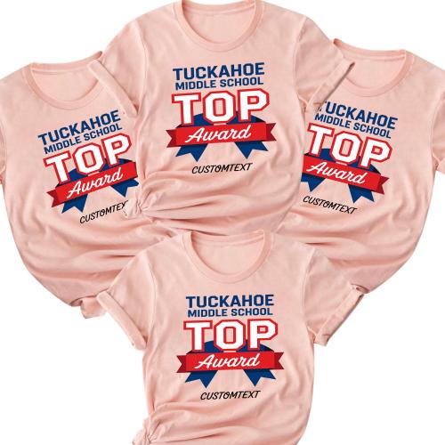 Tuckahoe TOP Award Shirt – Middle School Club Strip Shirt, Classic School Pride Tee