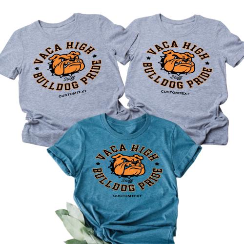 Vaca High Bulldog Pride Staff Shirt Custom Text Vintage Fun Photography Teacher Tee