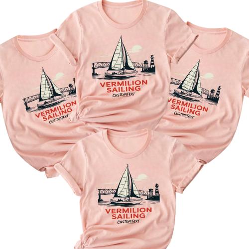Vermilion Sailing Shirt – Retro Nautical Club Strip Shirt, Coastal Adventure Style