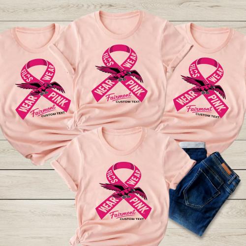 Vintage Falcons Pink Ribbon Teacher Staff Shirt Custom Text Fairmont Style