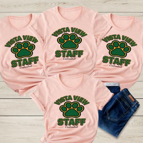 Vista View Staff Paw Print Custom Text Shirt – Vintage Fun Animal Club Photography Tee