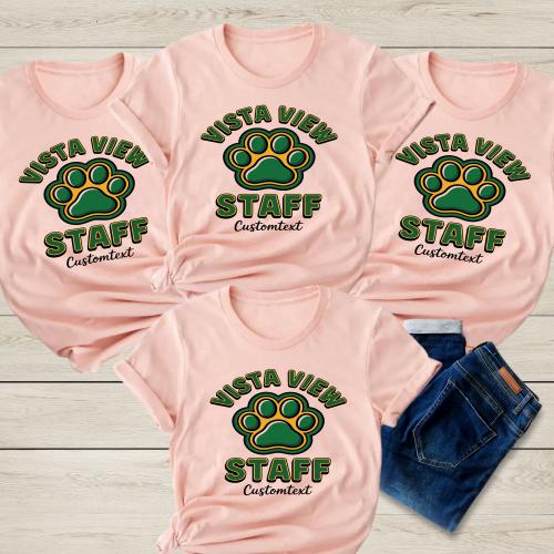 Vista View Staff Shirt Paw Print Custom Text Vintage Fun Animal Photography Teacher Tee
