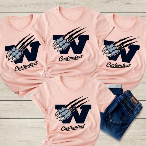 W Claw Scratch Custom Text Shirt Retro Vintage Fun Teacher Staff Tee
