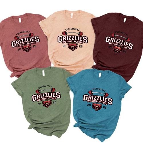 Weightlifting – “GRIZZLIES” Sport Team Shirt – Varsity Mascot 2025 Edition