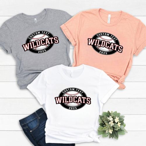 Wildcats Baseball Varsity Circle Team Shirt – Custom 2025 Tee