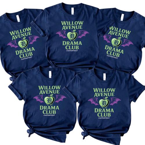 Willow Avenue Drama Club Shirt – Bat-Winged Apple Club Strip Shirt, Gothic Theater Vibe Tee
