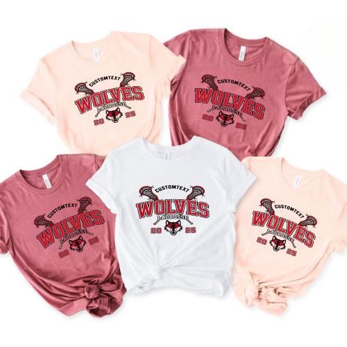 Wolves Lacrosse Club Sport Team T-shirt – 2025 Varsity Mascot Custom Edition