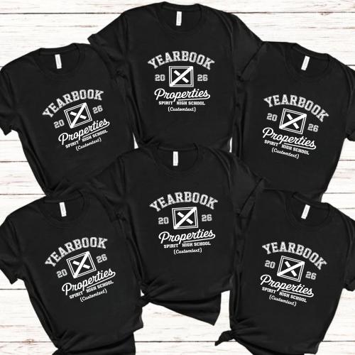 Yearbook Properties 2026 Shirt – Modern Varsity Custom Yearbook Club Tee for High School T-shirt