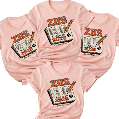 ZHS Class of 2025 Notebook Pencil – Custom Graduation Strip Shirt Retro School Style