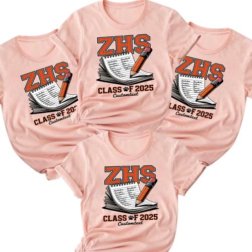 ZHS Class Of 2025 Trip Shirt – Notebook Pencil Retro Graduation Strip Custom Tee