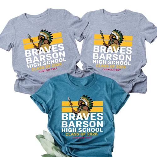 Custom Carson High School Braves 2026 Warrior Spirit T-shirt