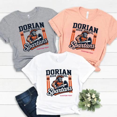 Custom Dorian High School Spartans Team Retro 2026 Warrior Mascot T-shirt
