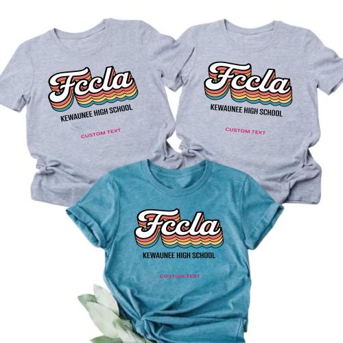 Custom Kewaunee High School FCCLA Retro Wave Team 2026 T-shirt