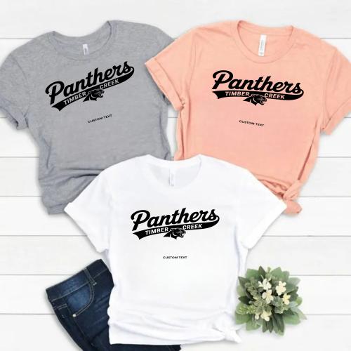 Custom Panthers Mascot Timber Creek School Pride Classic Collegiate Retro T-shirt