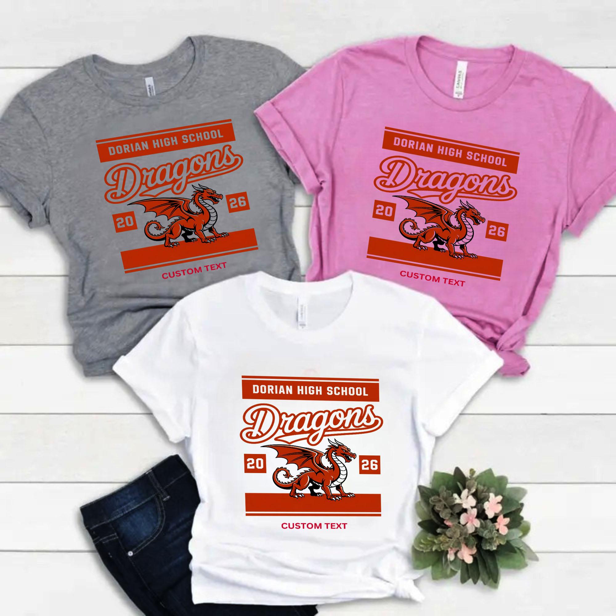 Custom Retro Dorian High School Dragons Mascot Vintage T-shirt custom retro dorian high school dragons mascot vintage t shirt 37 thumb