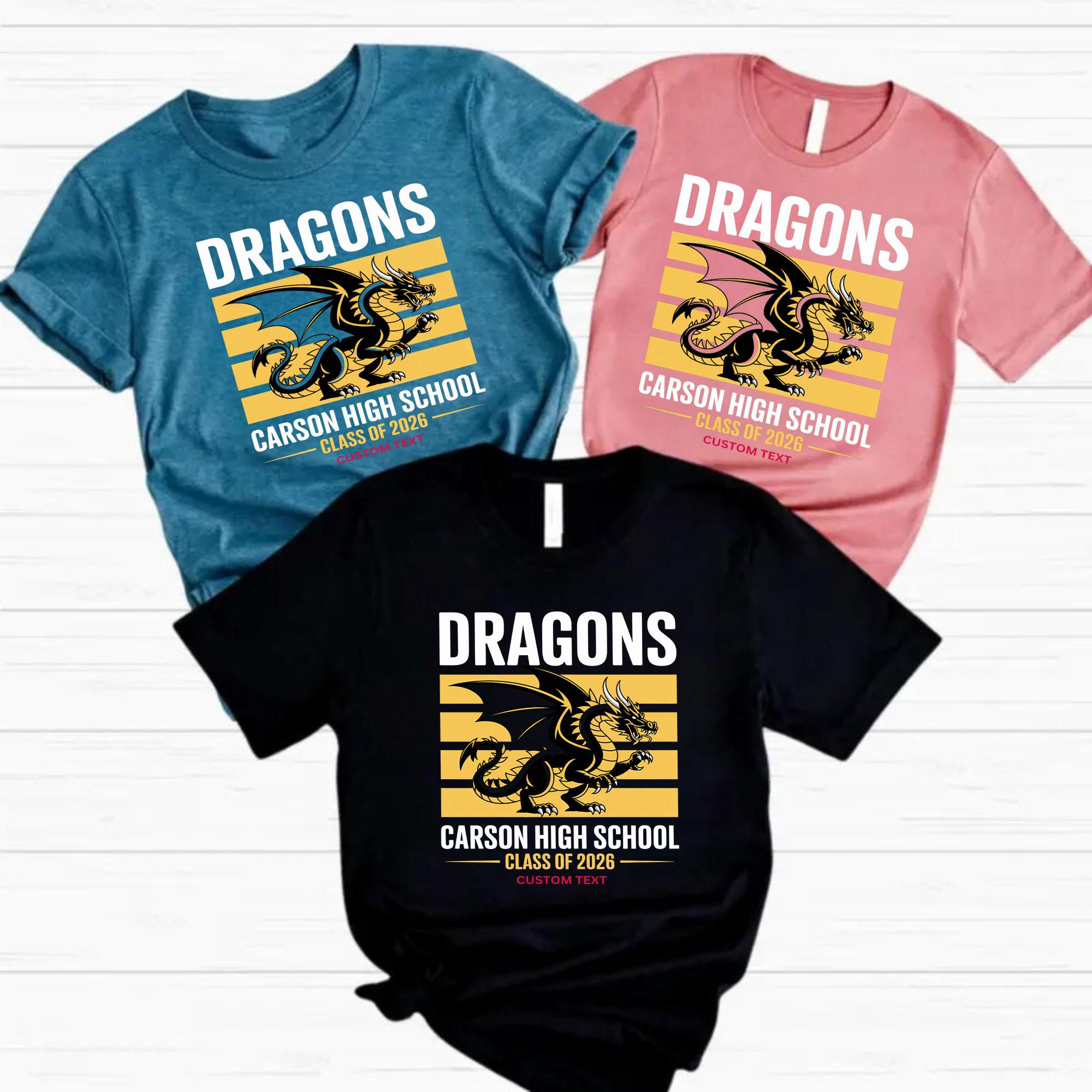 Custom Retro Dragons Mascot Carson High School Class of 2026 T-shirt custom retro dragons mascot carson high school class of 2026 t shirt 31 thumb 1