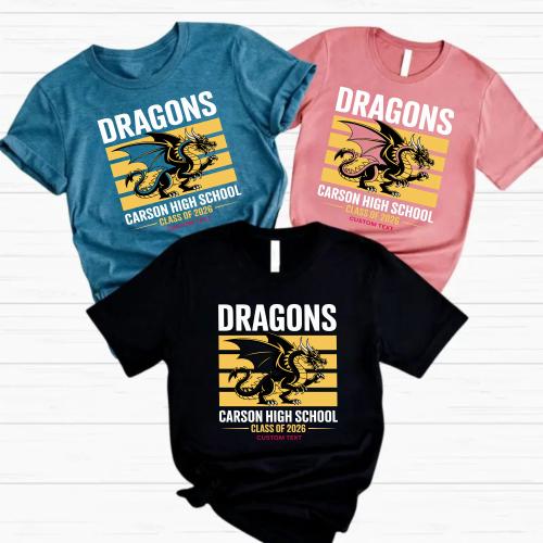 Custom Retro Dragons Mascot Carson High School Class of 2026 T-shirt