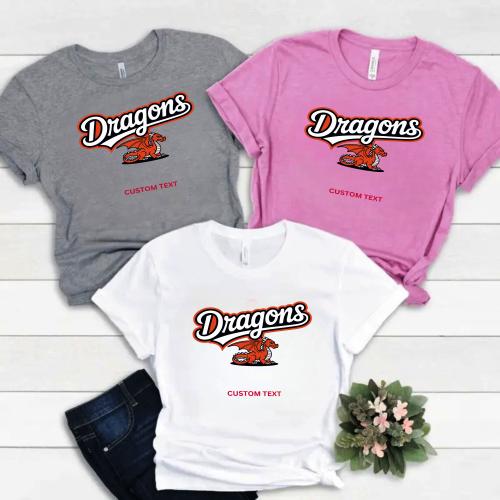 Custom Retro Dragons Mascot Vintage T-shirt