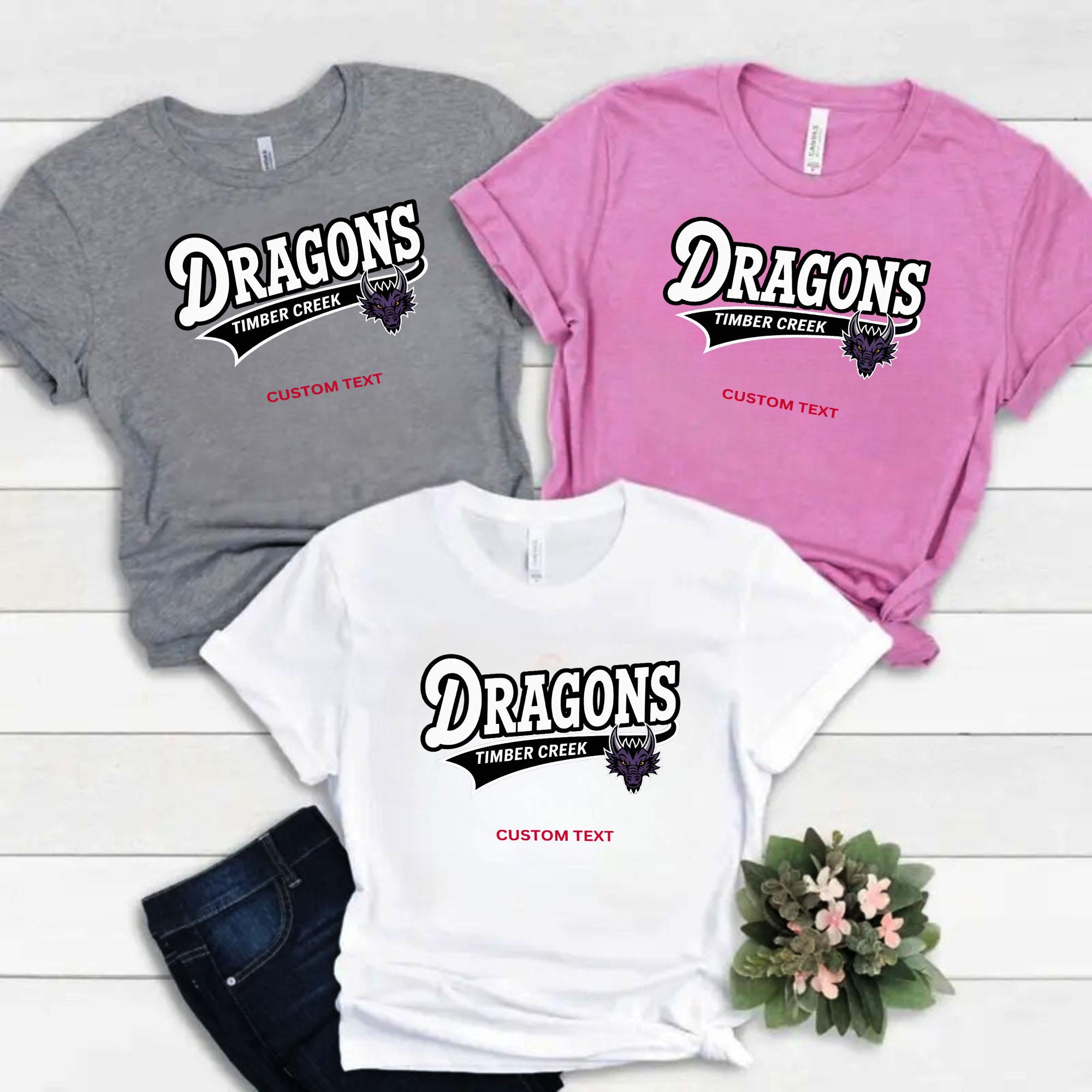 Custom Retro Dragons Timber Creek Mascot Vintage T-shirt custom retro dragons timber creek mascot vintage t shirt 46 thumb