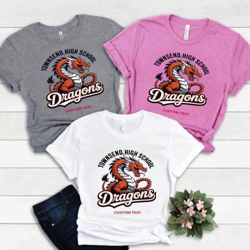 Custom Retro Dragons Townsend High School T-shirt