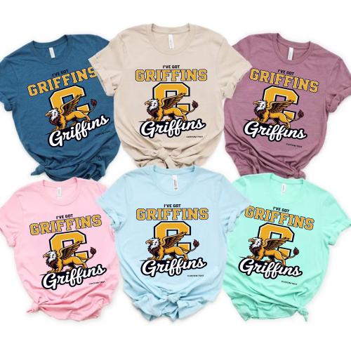 Custom Retro Griffins Mascot Pride Varsity Game Day T-shirt