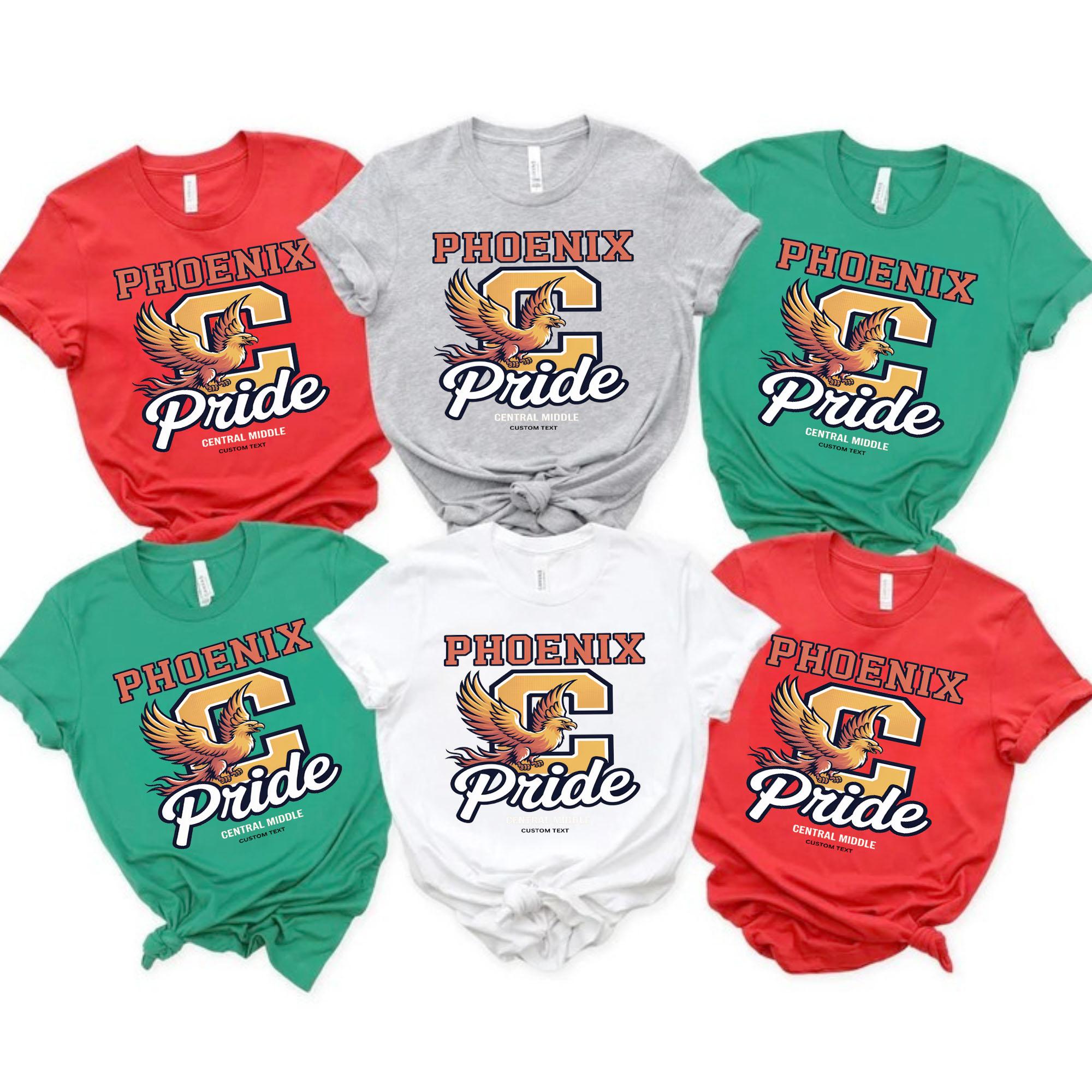 Custom Retro Phoenix Mascot Pride Varsity Holiday Spirit T-shirt custom retro phoenix mascot pride varsity holiday spirit t shirt 15 thumb 4