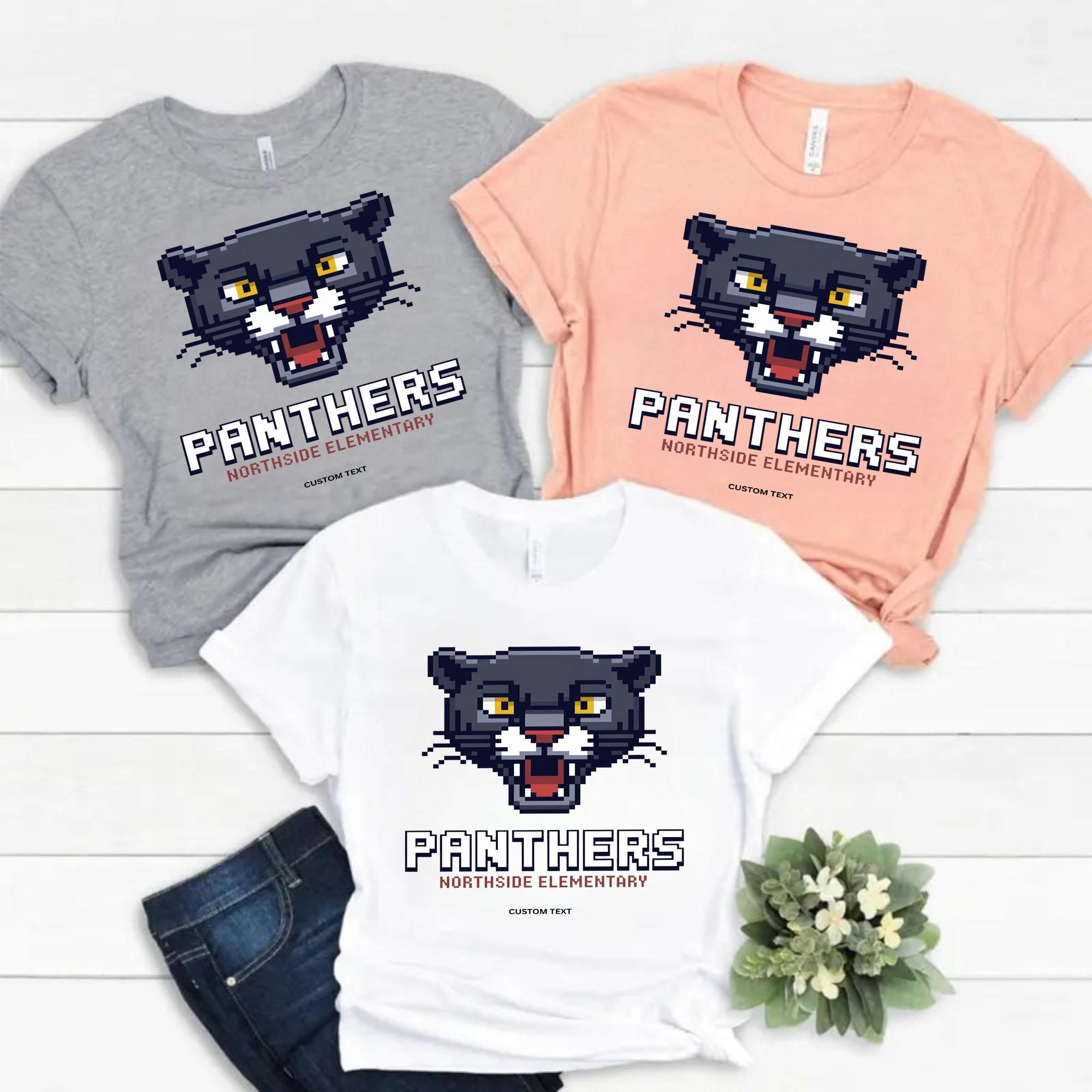 Custom Retro Pixel Panthers Mascot Northside Elementary Vintage Gamer T-shirt custom retro pixel panthers mascot northside elementary vintage gamer t shirt 8 thumb 5