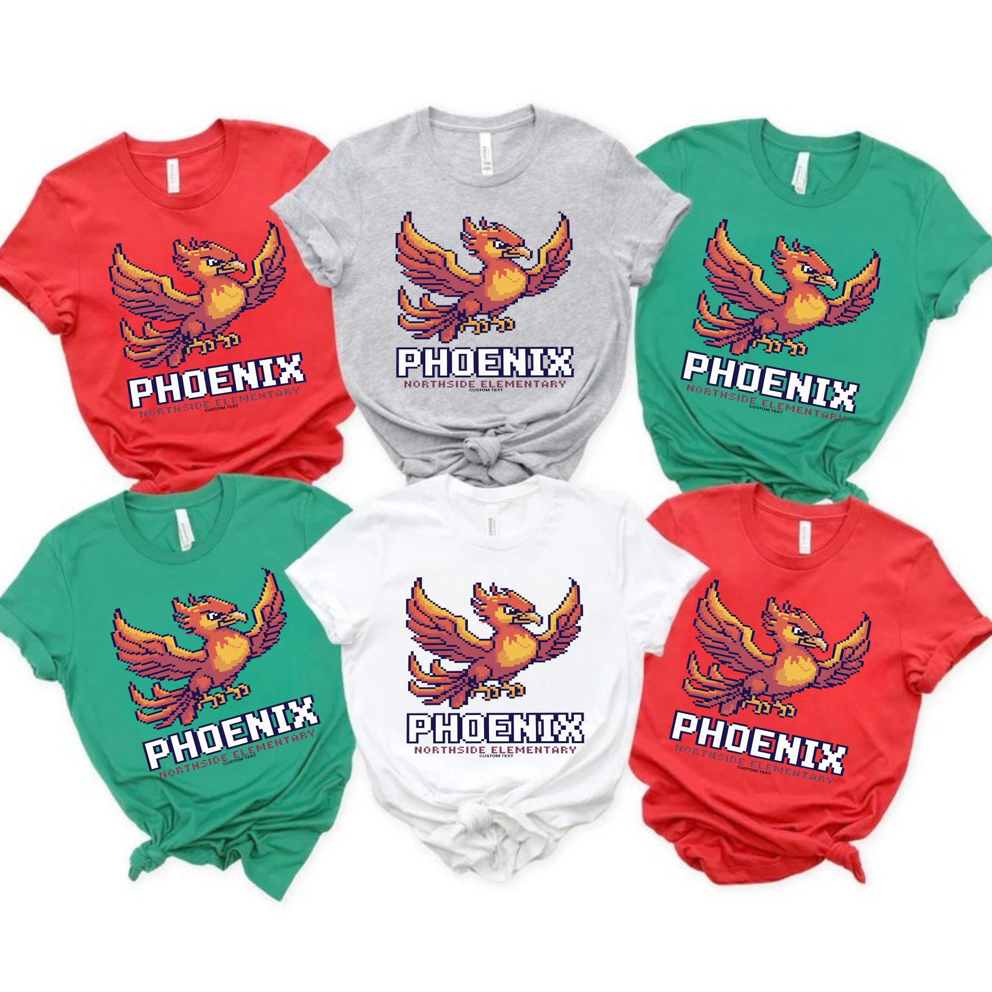 Custom Retro Pixel Phoenix Mascot Northside Elementary Vintage Gamer T-shirt custom retro pixel phoenix mascot northside elementary vintage gamer t shirt 25 thumb 3