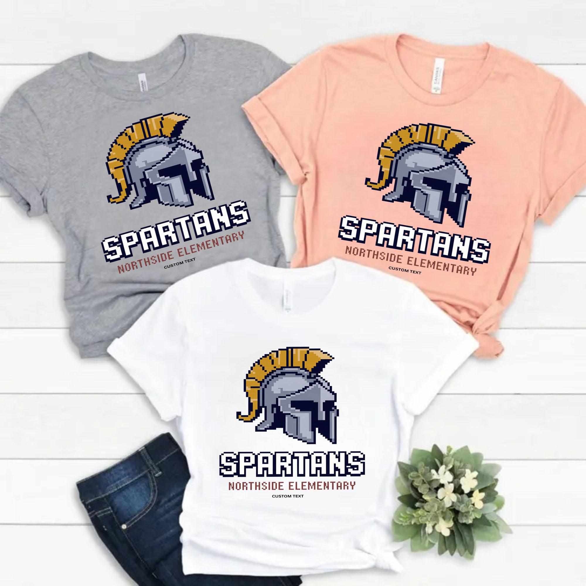 Custom Retro Pixel Spartans Mascot Northside Elementary Vintage Gamer T-shirt custom retro pixel spartans mascot northside elementary vintage gamer t shirt 6 thumb 6
