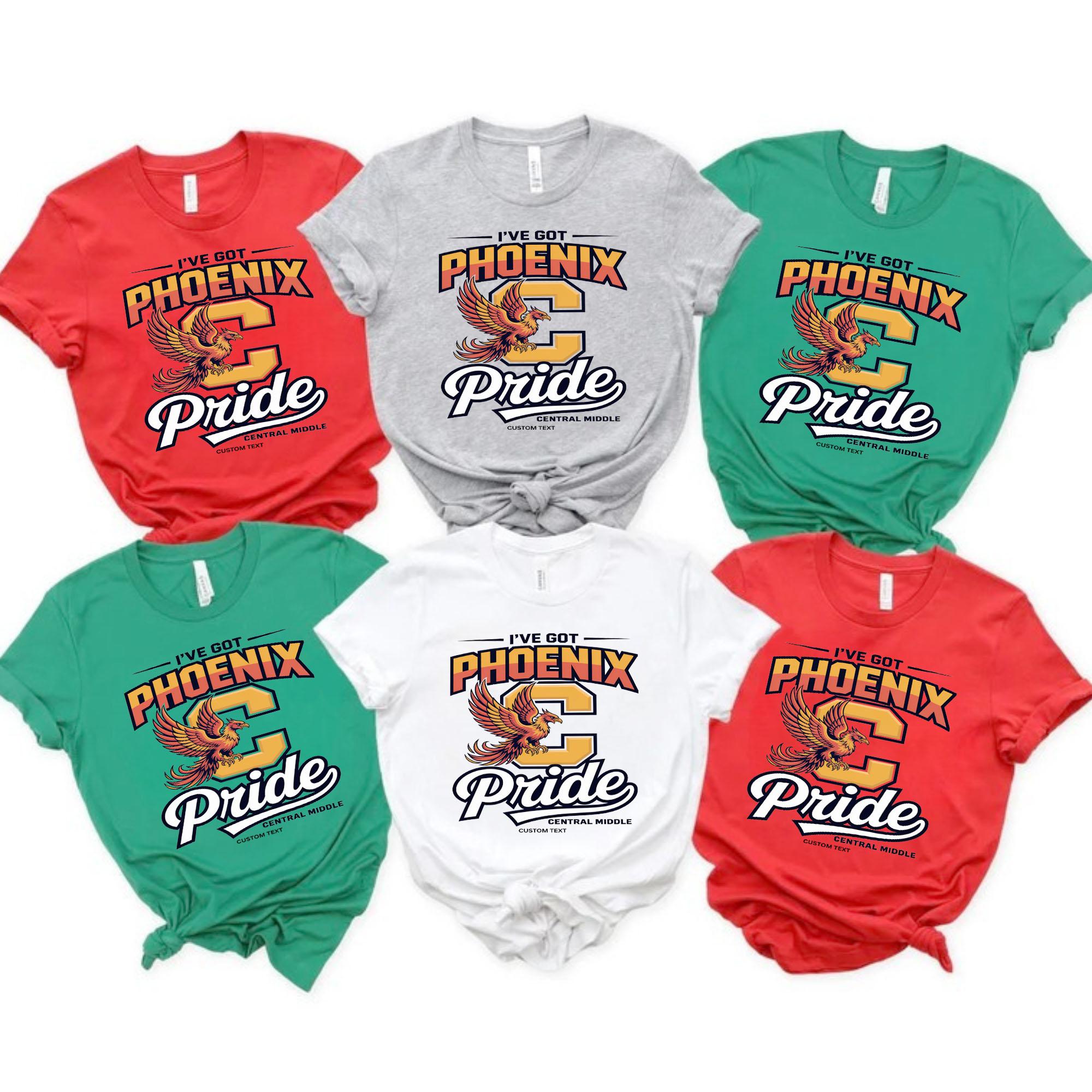 Custom School Team Retro Phoenix Mascot Varsity Vintage Holiday T-shirt custom school team retro phoenix mascot varsity vintage holiday t shirt 16 thumb 2
